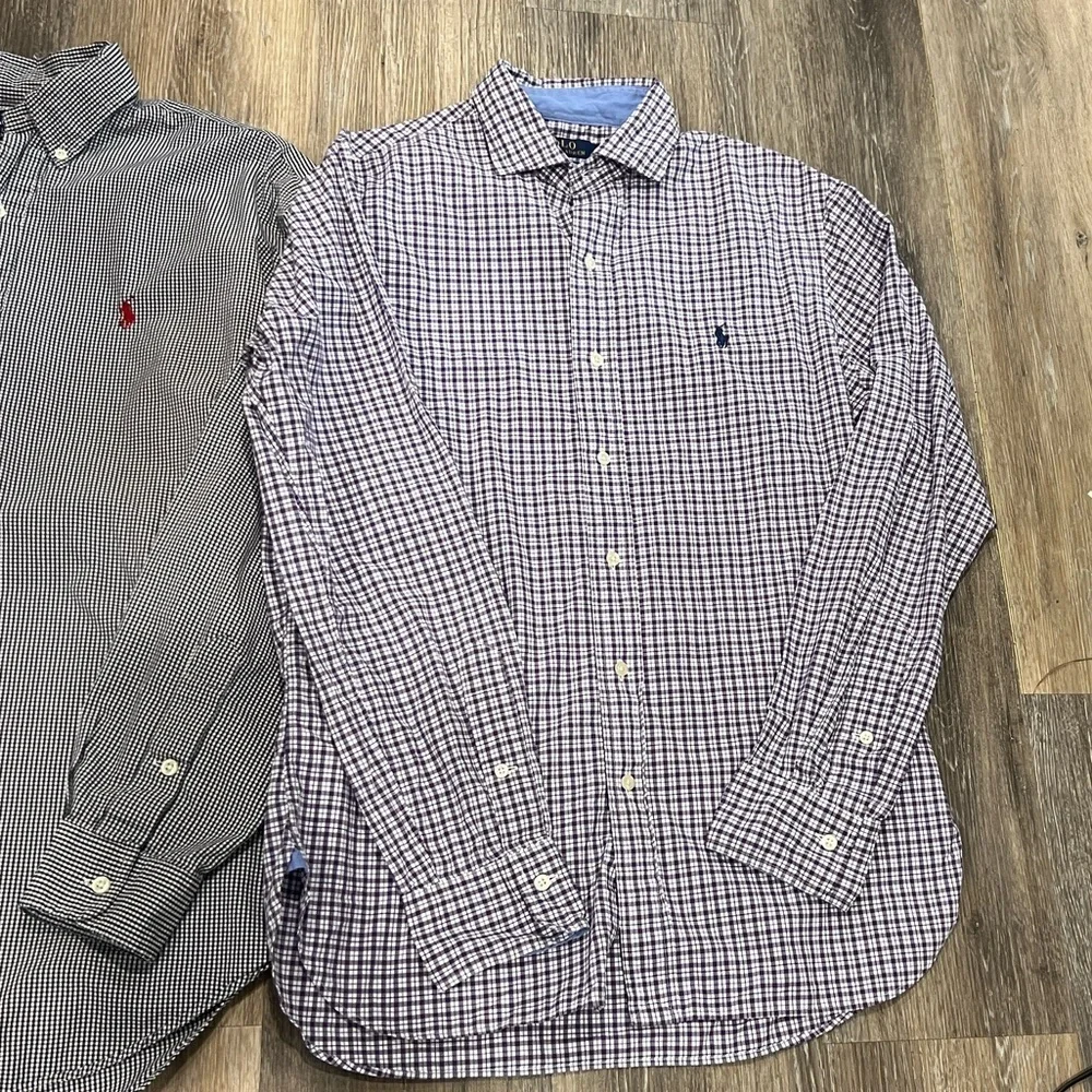 Polo Ralph Lauren men’s lot of two button down cotton plaid shirts size Medium